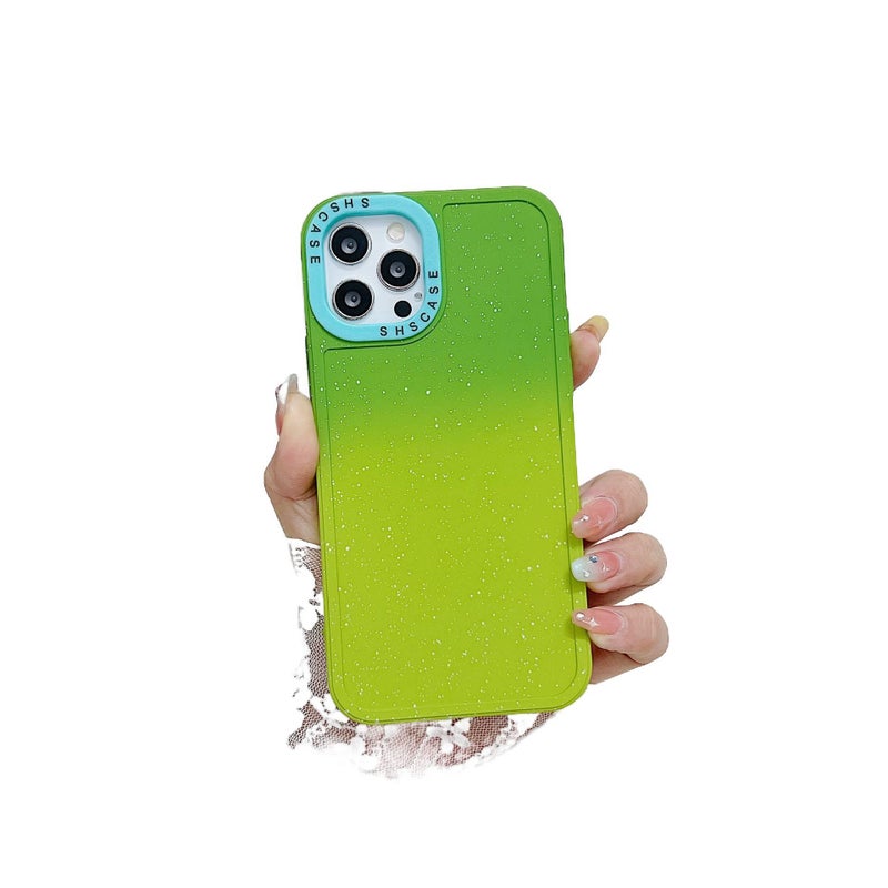 غطاء واقي بTPU+PC لـ iPhone 14 / 14 Plus / 14 Pro / 14 Pro Max مع حماية من السقوط وتدرج لوني مزدوج مع مقاوم للصدمات مع تصميم ثنائي اللون باللون أخضر من مادة TPU باللون الأخضر - Image 1