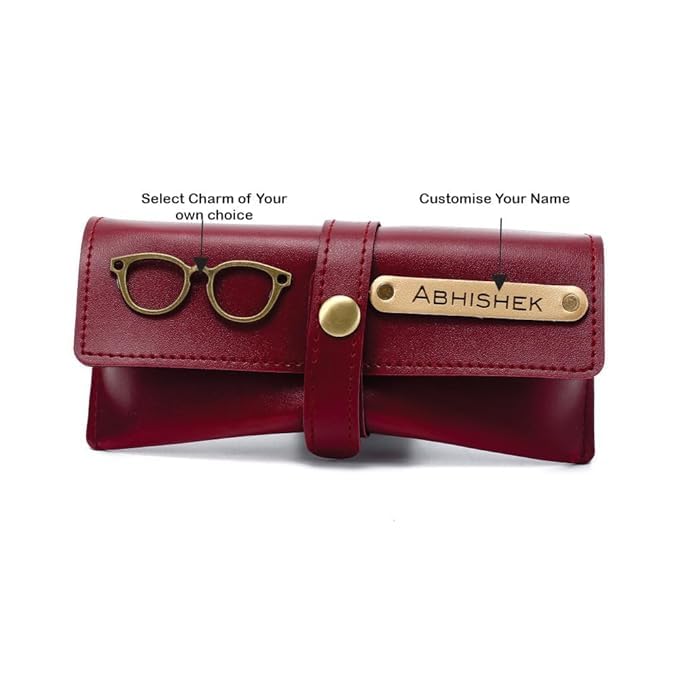 Geocell Personalised Name & Charm Leather Sunglass Case Cover for Men & Women | Hard Case Eyewear Cover - Image 2