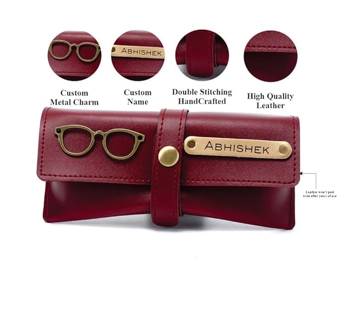 Geocell Personalised Name & Charm Leather Sunglass Case Cover for Men & Women | Hard Case Eyewear Cover - Image 3
