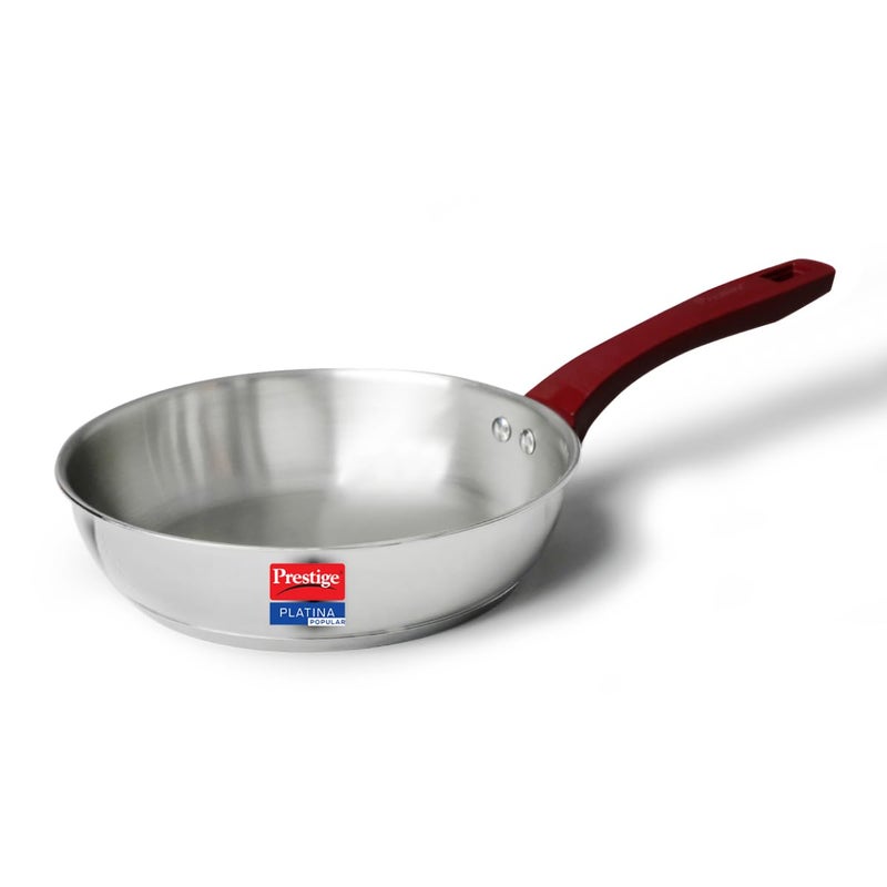 Prestige Platina Popular Stainless Steel Unique Impact Forged Bottom Fry Pan 22cm (1.9 L) (Silver) - Image 1
