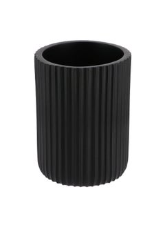 Tendance Round Shaped Striated Matte Polyresin Bathroom Tumbler Black 9.5 x 7 x 7 cm 61103103  - Image 1