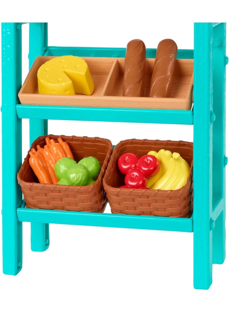 Barbie Farmers Market Playset, Barbie Doll (Blonde), Market Stand, Register, Vegetables, Bread, Flowers & More, 3 & Up - Image 4
