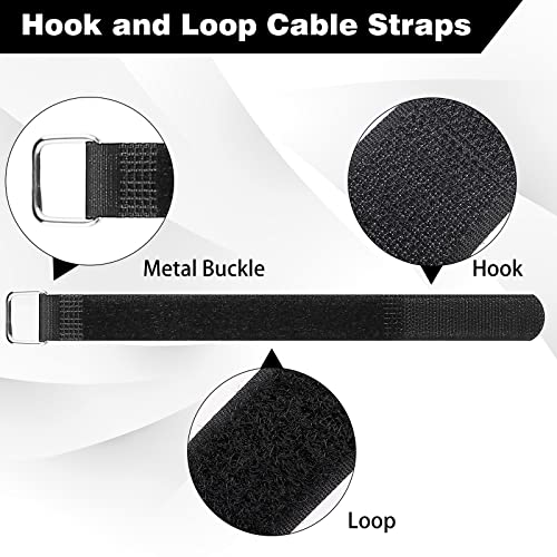 Lekou 35 Pack Cable Straps,8"-12"-18"-24"-30" Reusable Cable Ties, Hook and Loop with Metal Buckle, Fastening Securing for Cord Organizer Wire Management - Image 3