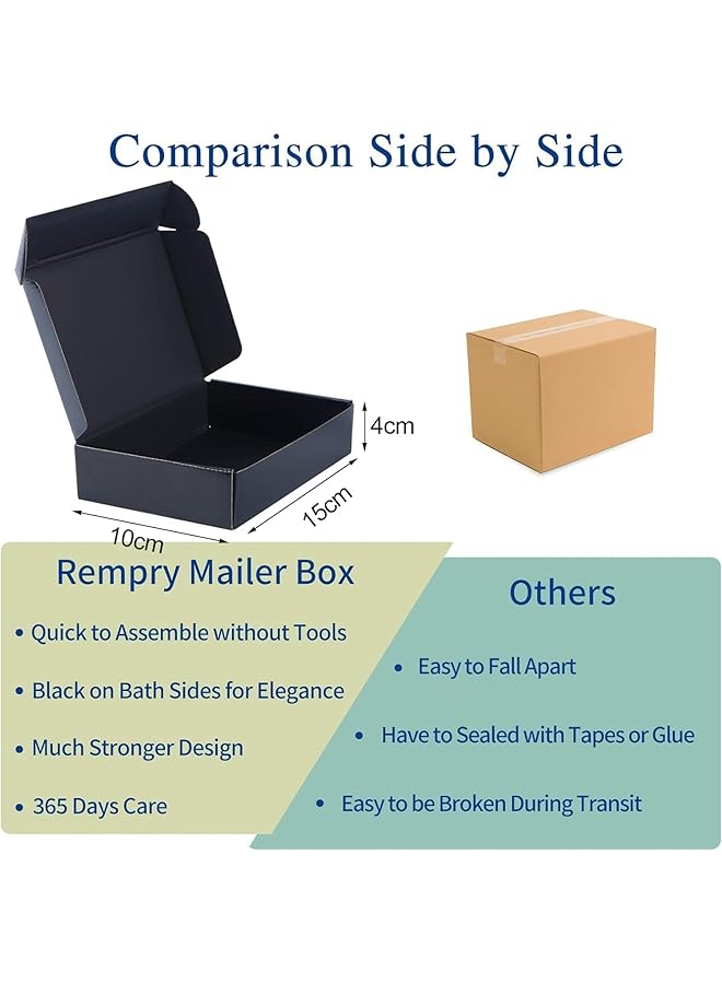 erorex Black Shipping Boxes 20 Pack 15X10X4Cm Tab Locking Literature Mailer Boxes Flat Shipping Boxes Corrugated Cardboard Mailing Box Packaging For Small Business Packing Boxes For Gift - Image 3