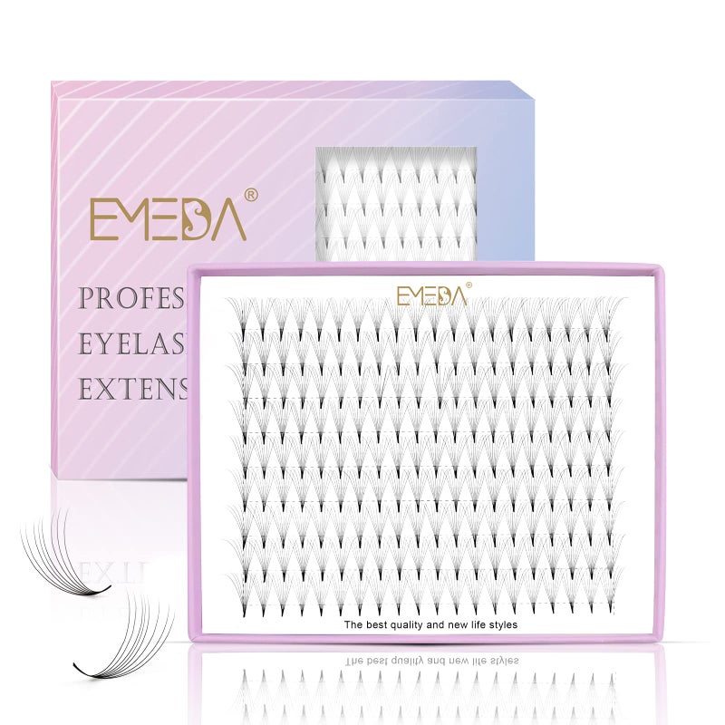 EMEDA 180 Fans Premade Fans Eyelash Extensions Pointy Base Thin Base 8D Stable C Curl Premade Lash Extensions Fans Pre Fanned Volume Lash Extensions (8D 0.07 C Mix 8-14mm) - Image 1