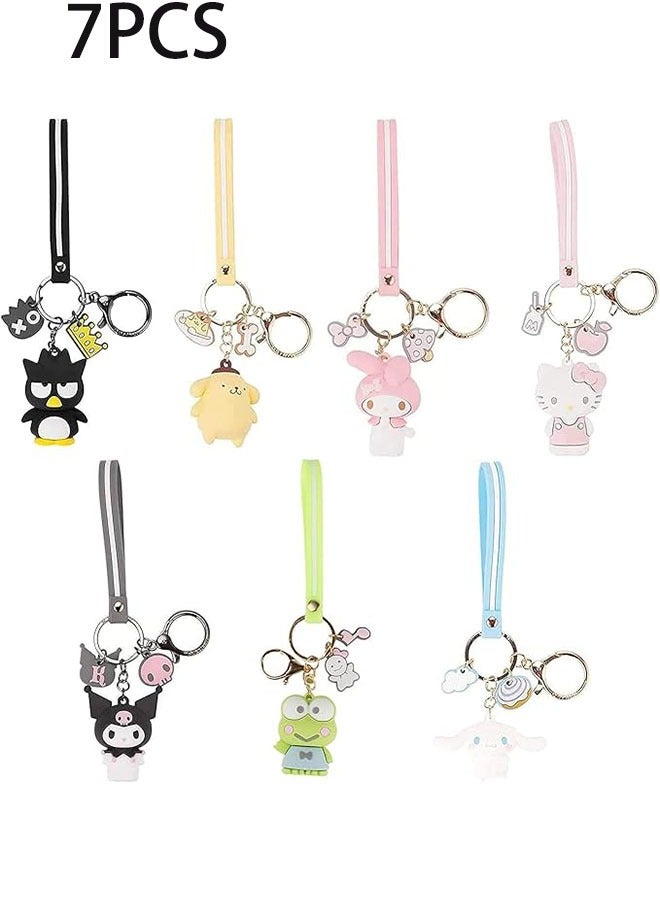 Geustos 7-Piece Wrist Anime Keychain, Kawaii Car Keychain Accessories, Key Purse Handbag Charms for Women - Image 1