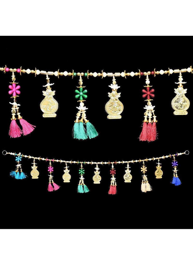 Saugat Traders Saugat Traders Toran for Main Door with Wooden Handmade Shubh Labh for Diwali Home Decoration - Traditional Bandarwal -3.3 Feet  - Image 4