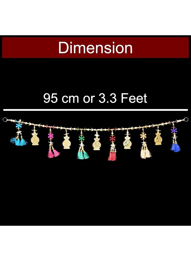 Saugat Traders Saugat Traders Toran for Main Door with Wooden Handmade Shubh Labh for Diwali Home Decoration - Traditional Bandarwal -3.3 Feet  - Image 3