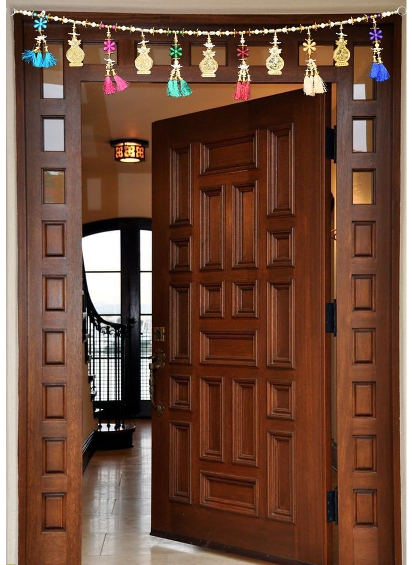 Saugat Traders Saugat Traders Toran for Main Door with Wooden Handmade Shubh Labh for Diwali Home Decoration - Traditional Bandarwal -3.3 Feet  - Image 2
