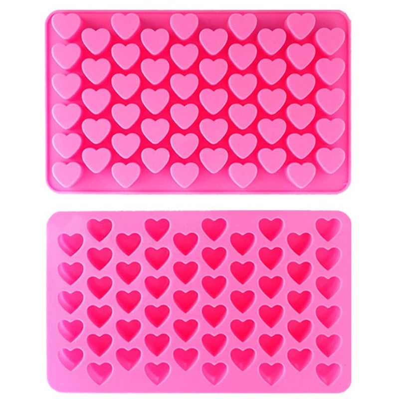 SOSOHOME Silicone Mini Heart 55-Cavity Molds for Baking, Heart Shape Ice Cube Candy Chocolate Mold, Valentine Candy Molds, Pack of 2 - Image 2