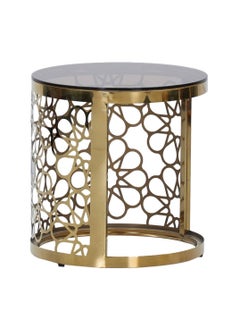 Royaloak Sofia Set of 3 Nesting Table | Stainless Steel | Strong Tempered Glass| Glossy Finish | Multipurpose Table | Durable And Long Lasting | Compact Table | Nesting Coffee Table