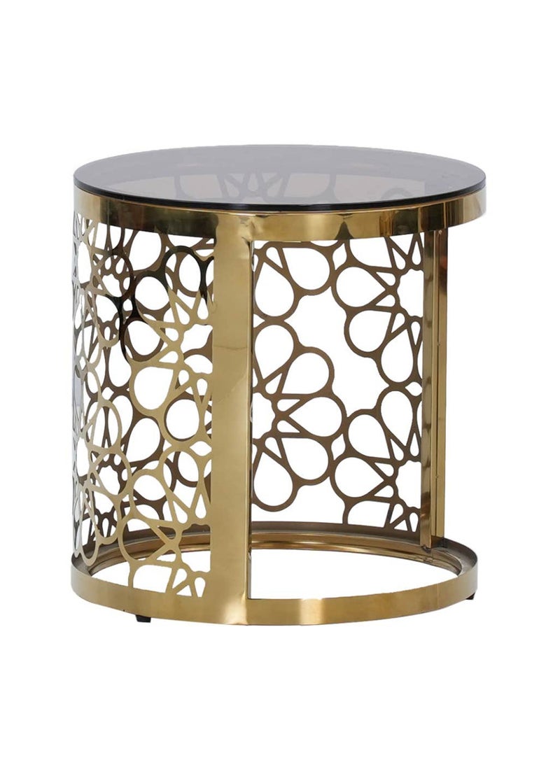 ROYALOAK Royaloak Sofia Set of 3 Nesting Table | Stainless Steel | Strong Tempered Glass| Glossy Finish | Multipurpose Table | Durable And Long Lasting | Compact Table | Nesting Coffee Table  - Image 1