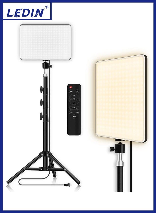 LEDIN MM240 LED Camera Light – 11" Dimmable Panel with Remote, 240 LEDs, Adjustable Color Temperature (2700K–5700K), CRI 95, Tripod Stand – for Photography, Filming, Vlogging & Live Streaming - Image 1