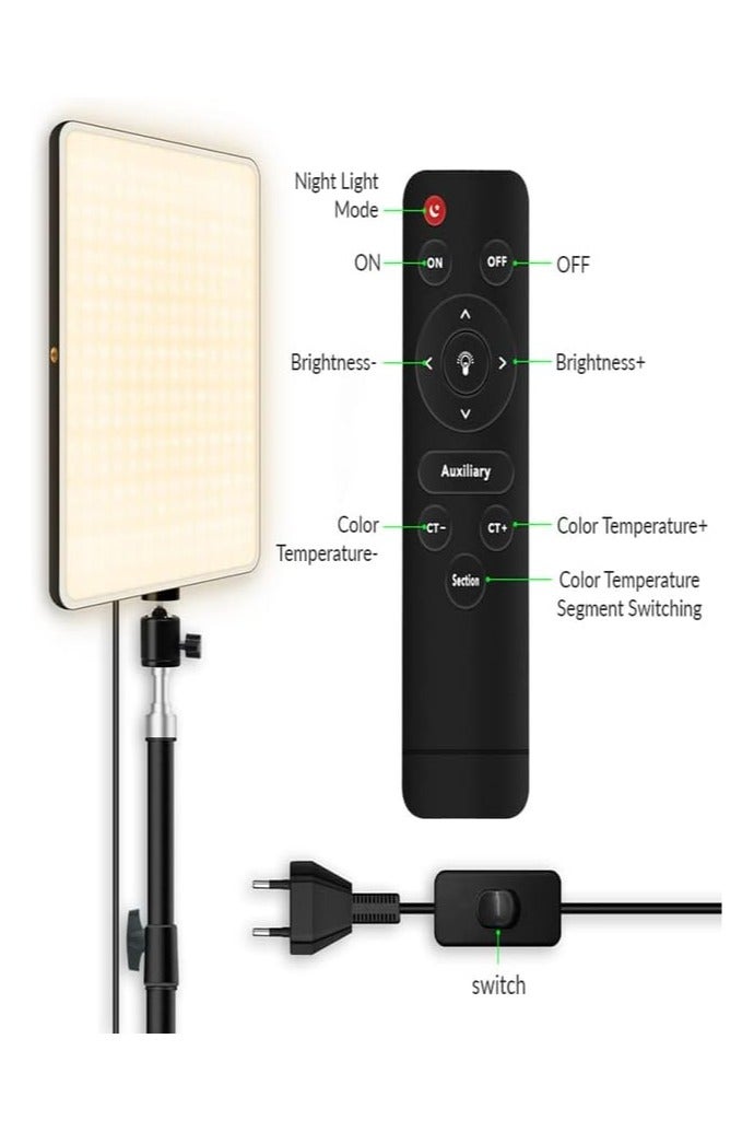 LEDIN MM240 LED Camera Light – 11" Dimmable Panel with Remote, 240 LEDs, Adjustable Color Temperature (2700K–5700K), CRI 95, Tripod Stand – for Photography, Filming, Vlogging & Live Streaming - Image 2