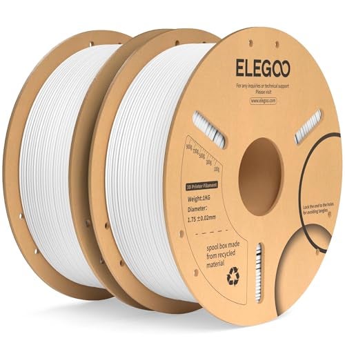 ELEGOO PLA Plus Filament 1.75mm White 2KG, PLA+ Tougher and Stronger 3D Printer Filament Dimensional Accuracy +/- 0.02mm, 2 Pcs 1kg Spool(2.2lbs) Fits for Most FDM 3D Printers - Image 1