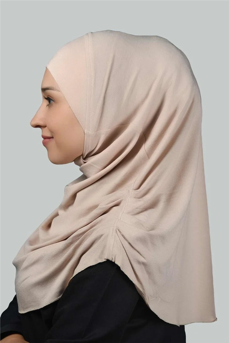 Altobeh Ready-made Turban Gathered Pleated Practical Scarf Hijab Hijab - Prayer Cover - Beige