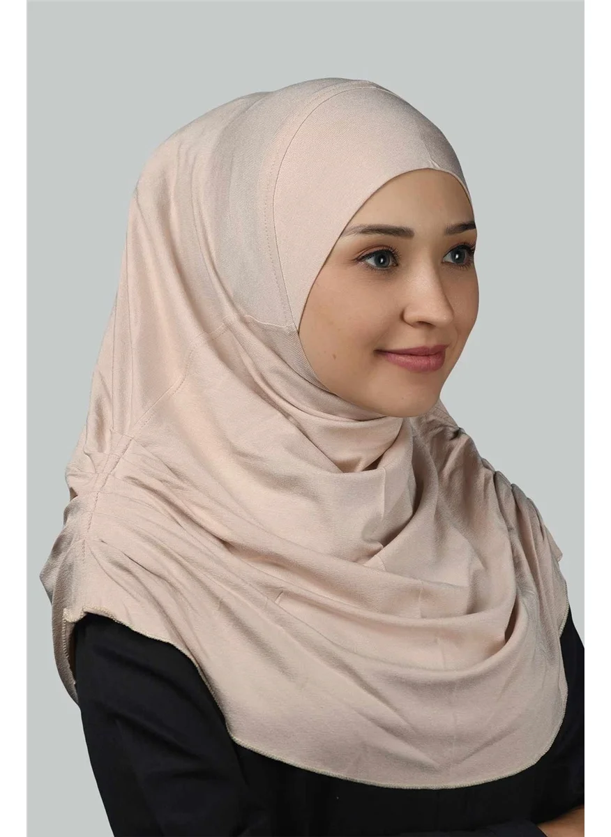 التوبة Ready-made Turban Gathered Pleated Practical Scarf Hijab Hijab - Prayer Cover - Beige