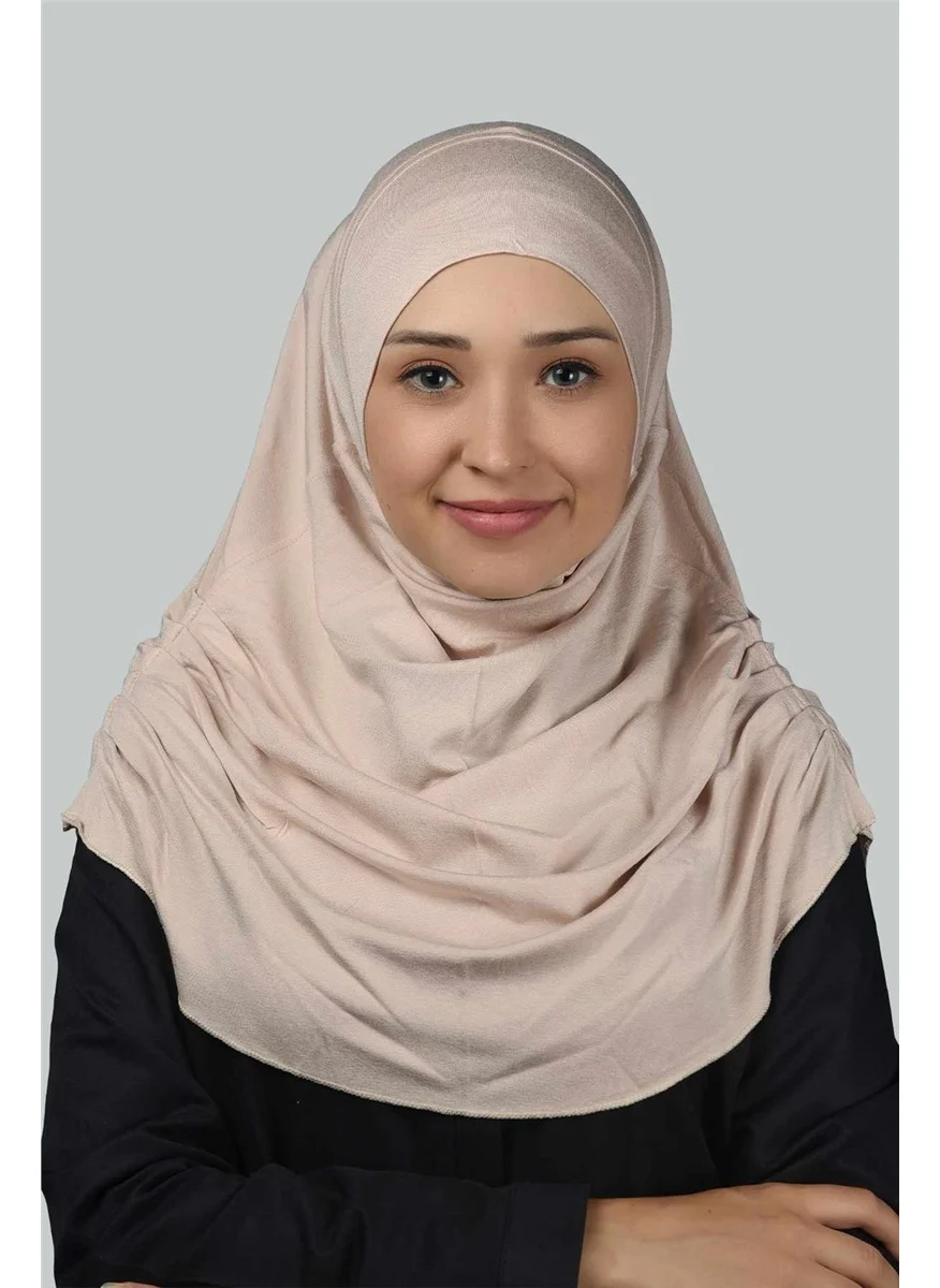 Altobeh Ready-made Turban Gathered Pleated Practical Scarf Hijab Hijab - Prayer Cover - Beige