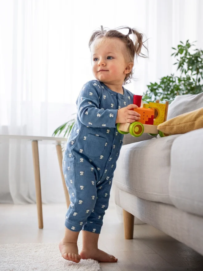بابيز_بيسك Babies Basic Premium Ribbed Cotton Sleepsuit Romper with Cap and Bib