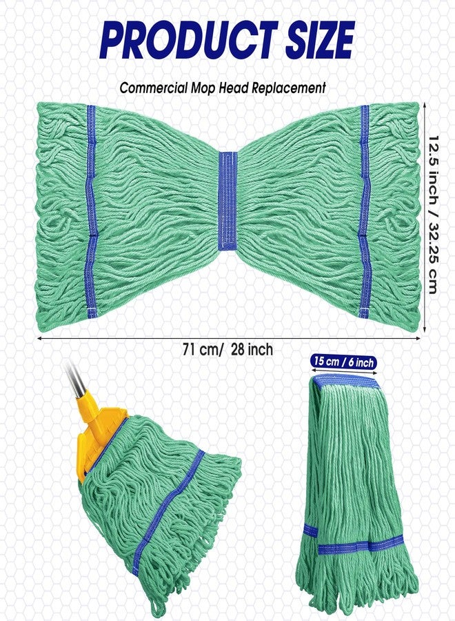 Eccliy 3 Pack Commercial Mop Heads Replacement Heavy Duty 18 oz Loop End Cotton String Wet Mop Refills Washable Absorbent Reusable for Industrial Home Tile Wood Concrete Floor (Green,Blue) - Image 2