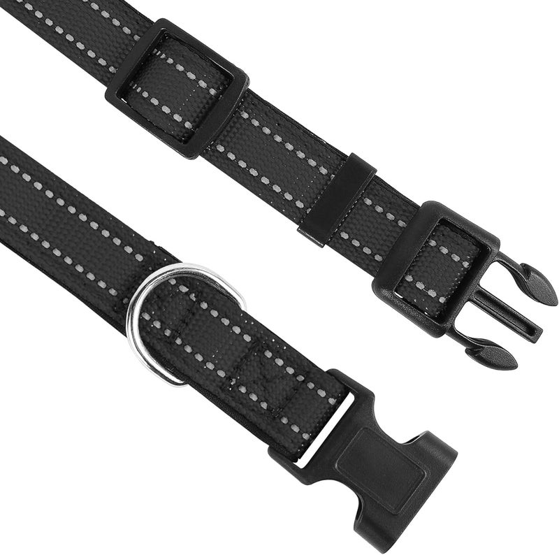 PWOD Reflective Dog Collar, Adjustable Soft Neoprene Padded Nylon Pet Collars with Buckle for Medium Dogs, Navy Black,M - Image 3