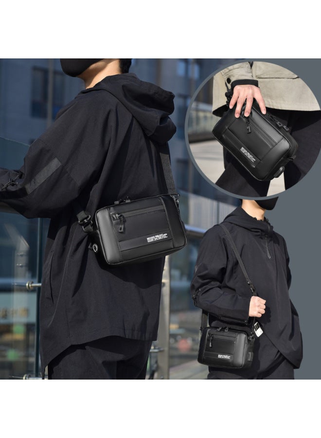 WEIXIER Men's Bag Horizontal OxFord Cloth Waterproof Shoulder Crossbody Bag Large Capacity Fashionable Men's Shoulder Bag-Colour:Black - Image 3