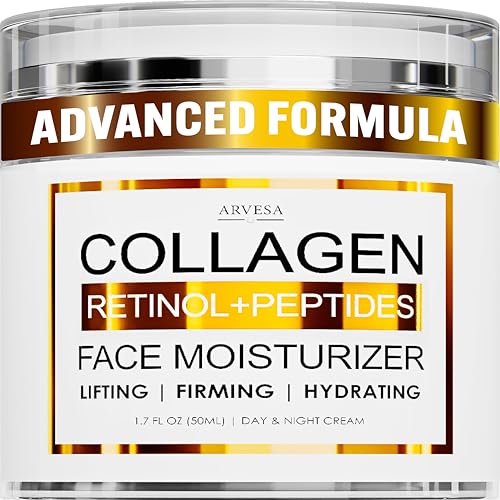 Collagen Cream  Anti Aging Face Moisturizer  Wrinkle Cream for Women and Men with Retinol Peptides and Hyaluronic Acid  Day and Night  Best Facial Moisturizer  Neck  Dcollet