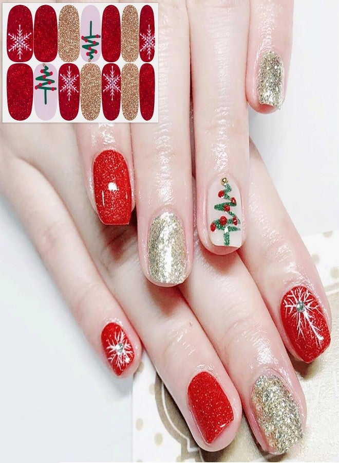 SILPECWEE 6 Sheets Christmas Nail Polish Strips for Women Full Nail Wraps Self Adhesive Nail Polish Stickers Nail Art Accessories Fingernails Manicure Stickers with Nail File - Image 4