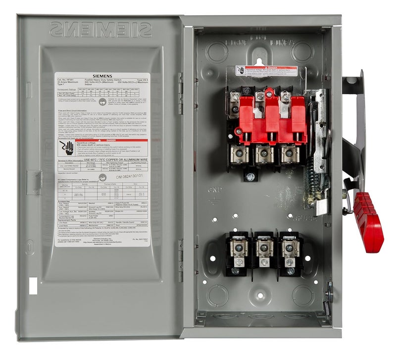 Siemens HF361 30Amp 3 Pole 600volt 3 Wire Fused Heavy Duty Safety Switches - Image 2