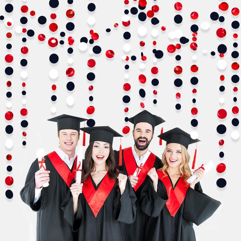 pinkblume 46 Ft Red Black and White Circle Dots Garland Hanging Paper Polka Dots Streamer for Graduations Birthday Bachelorette Engagement Wedding Bridal Shower Holiday Casino Poker Pirate Party Decorations - Image 3