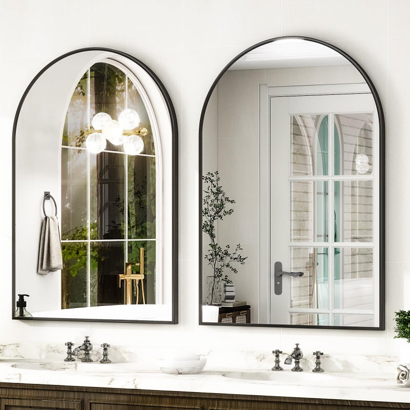 HARRITPURE Arched Wall Mirror â€“ 30"x40" Arch Bathroom Mirror Metal Frame Vanity Mirror for Bedroom, Entryway Dresser Decor, Black - Image 2