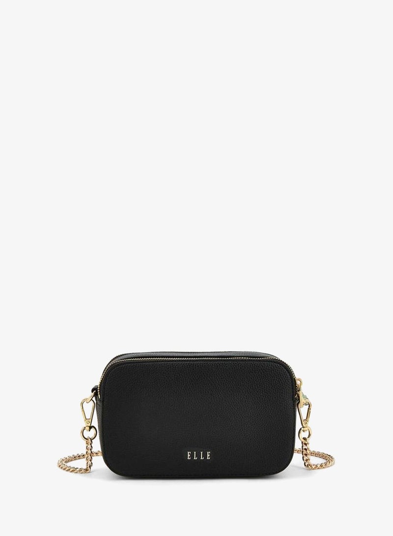 ELLE Monogram Embossed Crossbody Bag With Chain Strap - Image 5