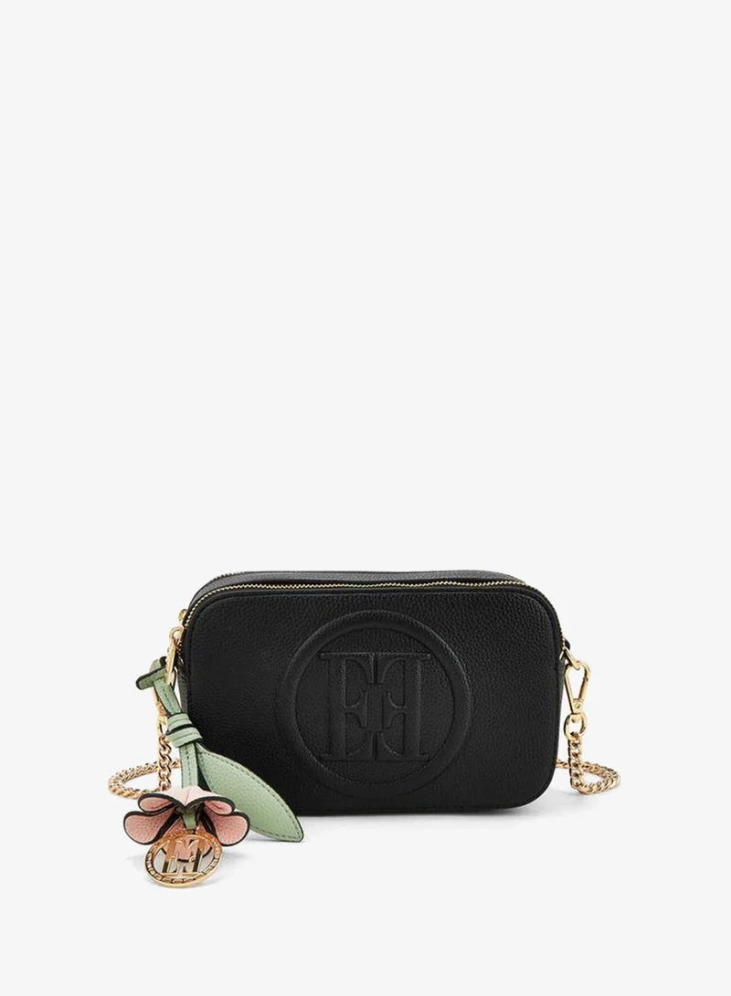 ELLE Monogram Embossed Crossbody Bag With Chain Strap