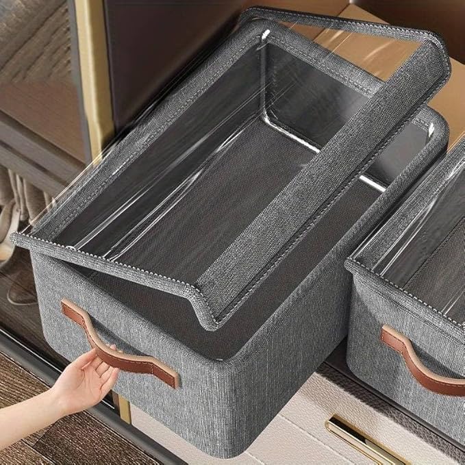 Suicune Fabric Foldable Storage Boxes Large Collapsible Stackable Storage Bins with Lids Closet Organizers and Storage Cube Basket for Home Office Bedroom - Image 1