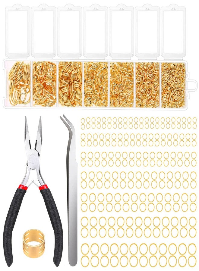 Paxcoo Gold Jump Rings for Jewelry Making - 1500Pcs Necklace Repair Kit With Supplies and Pliers for Bangle Charms, Earrings and Nail Piercing - Image 1