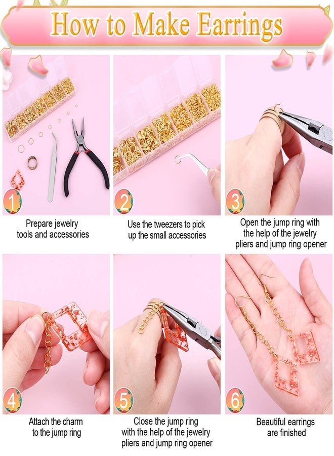 Paxcoo Gold Jump Rings for Jewelry Making - 1500Pcs Necklace Repair Kit With Supplies and Pliers for Bangle Charms, Earrings and Nail Piercing - Image 5
