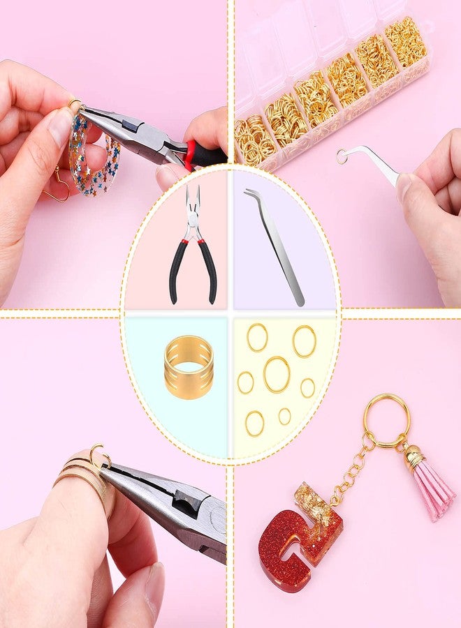 Paxcoo Gold Jump Rings for Jewelry Making - 1500Pcs Necklace Repair Kit With Supplies and Pliers for Bangle Charms, Earrings and Nail Piercing - Image 3