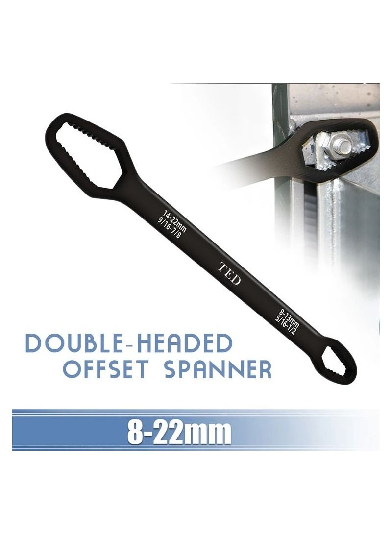 تيد شد ذاتي 8-22 مللي متر صواميل لولبية مفاتيح إصلاح ، مفتاح إزاحة مزدوج النهايات أدوات سباكة بسقاطة برأسين - Image 1