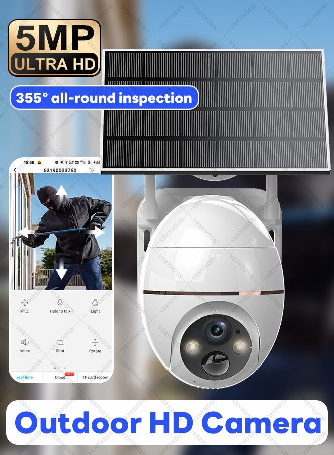 Generic 5MP Camera Wifi Outdoor Surveillance Security Camera Solar Panel Surveillance Cameras 8000mAh IP66 Wireless 2 Way Talk Detect  - Image 2