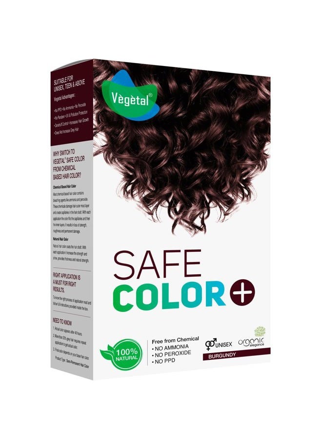 Vegetal Safe Hair Color -Burgundy 100gm - Certified Organic Chemical and Allergy Free Bio Natural Hair Color with No Ammonia Formula for Men and Women - Image 1