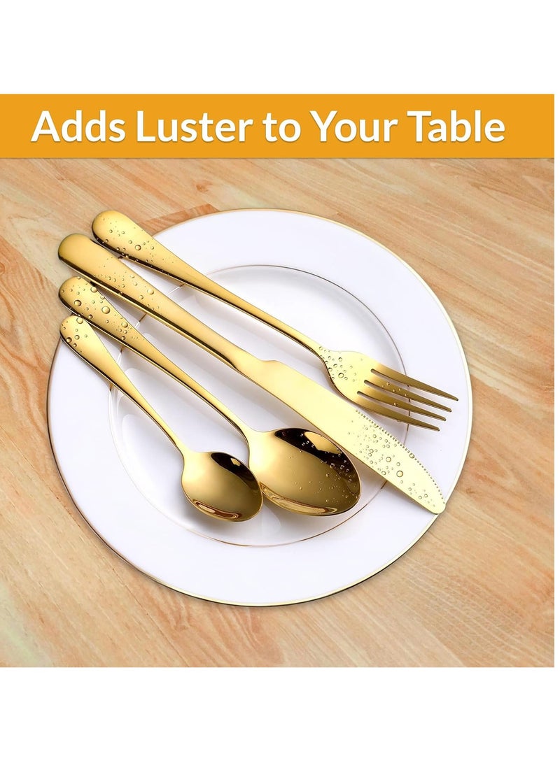 general 24-Piece set of gold tableware with wooden gift box, premium stainless steel tableware set for 6 people, kitchen utensils set with gold knife - Image 2