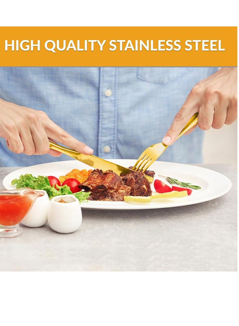 general 24-Piece set of gold tableware with wooden gift box, premium stainless steel tableware set for 6 people, kitchen utensils set with gold knife - Image 5