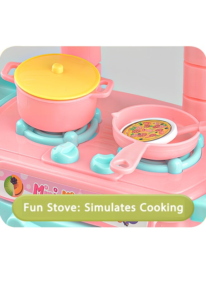 مجموعة ألعاب المطبخ، 48 قطعة من ألعاب المطبخ للأطفال مع حوض ورف تصريف وفرن، ألعاب طبخ تظاهرية متعددة الوظائف للأطفال الصغار من 3 إلى 6 سنوات، مجموعة طعام تفاعلية مع ملحقات، هدية تعليمية للأولاد والبنات - Image 5