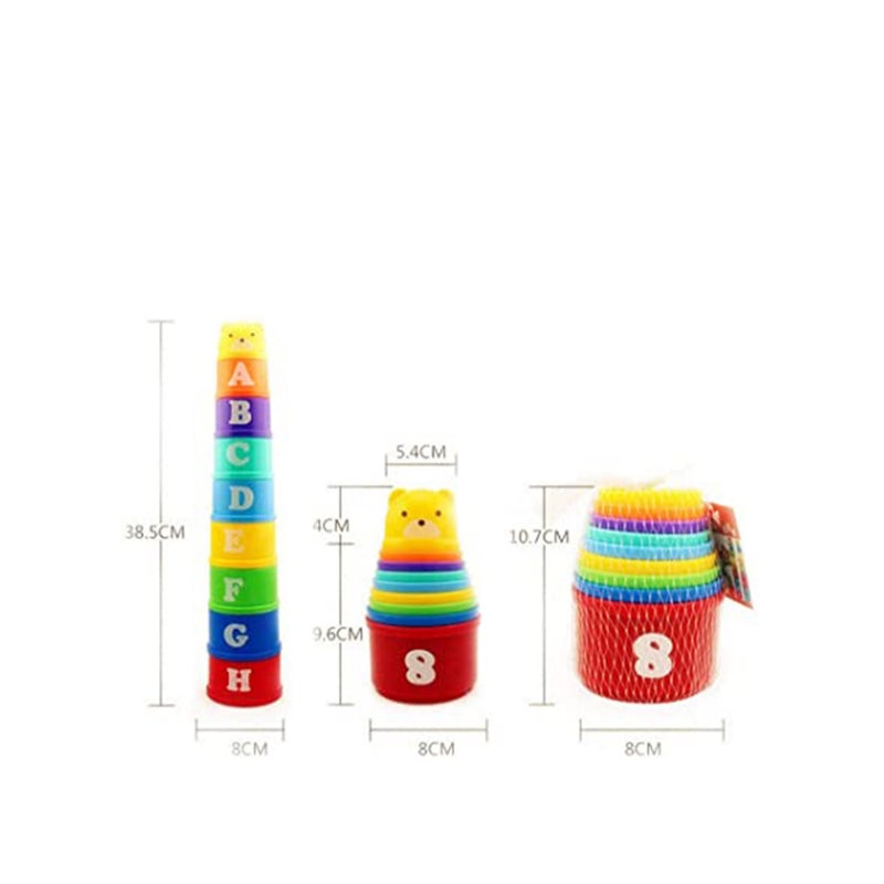 Zikra Stacking Cups, 9 pieces with letters and numbers, Sound Folding Cup Toy Stacking Cups Game Toy for Baby Kids Childrens Educational Toy Bath toys - Image 4