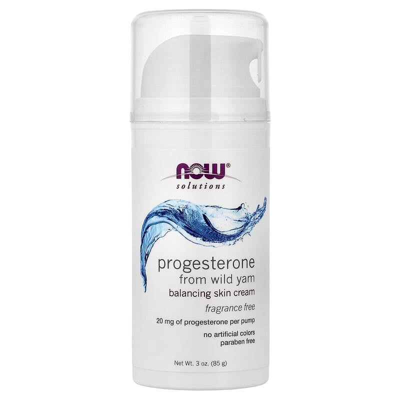 Now Foods Progesterone from Wild Yam, Balancing Skin Cream, Fragrance Free, 3 oz (85 g) Packaging May Vary - Image 1