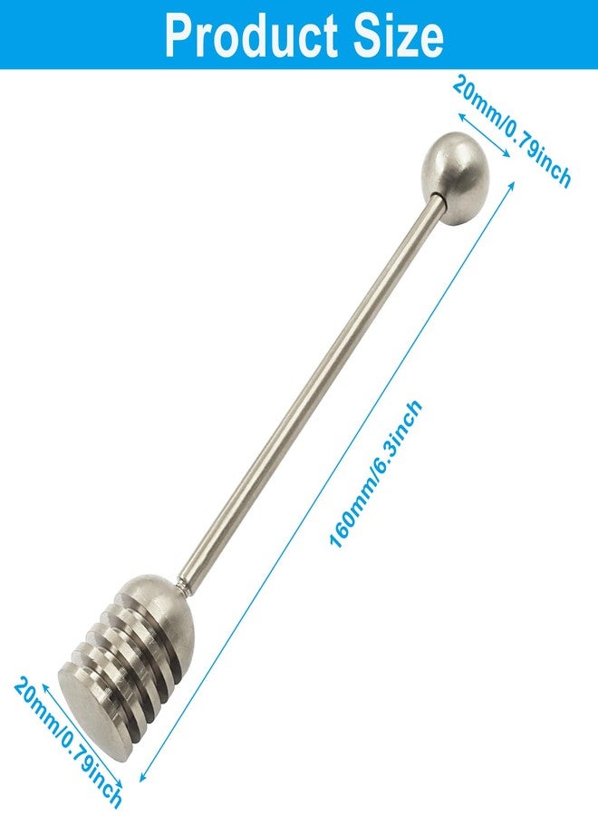 Opfiue Honey and Syrup Dipper,Stainless Steel Spoon Server Syrup Stick,Wand for Honey Pot Jar Containers/Households(6.3 Inch,Silver) - Image 2