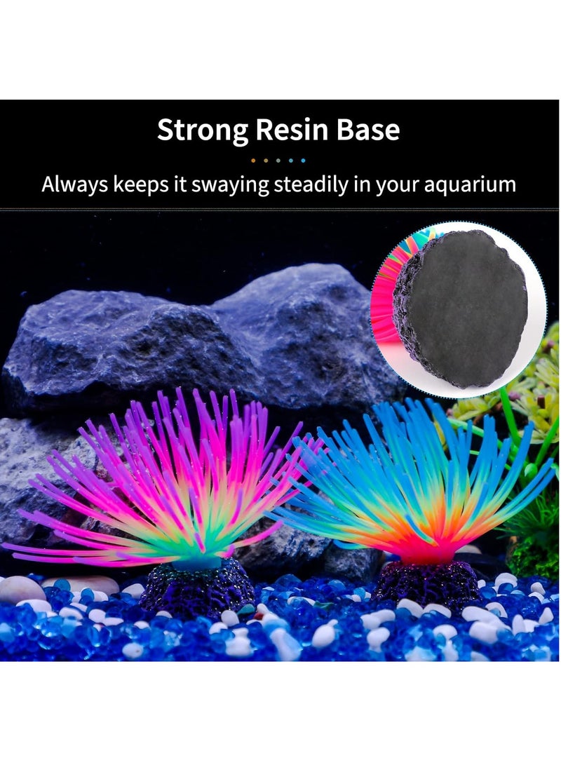 Altheqa 2pcs Aquarium Imitative Rainbow and Iridescent Blue Sea Urchin Balls Artificial Silicone Ornament Set with Glowing Effect for Fish Tank Landscape Decoration - Image 4