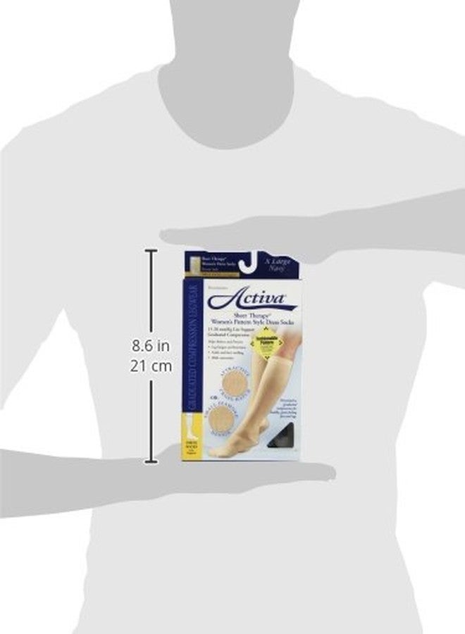 أكتيفا جوارب نسائية من أكتيفا، بنطلون رسمي، ضغط 15-20 مم زئبق، بنقشة ماسية، لون كحلي، مقاس كبير - Image 3