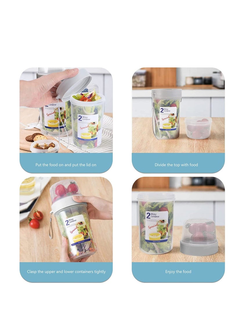 XiuWoo Cereal and Milk Container on the Go Double Layer Hiking Food Snack Cup Camping RV Storage Organization Crunch Yogurt - Image 5