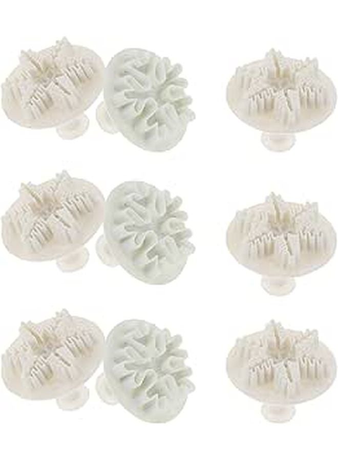 9Pcs Snowflake Cookie Cutters Plunger Molds Baking Tools Set For DIY Biscuits Cake Decoration - Image 1